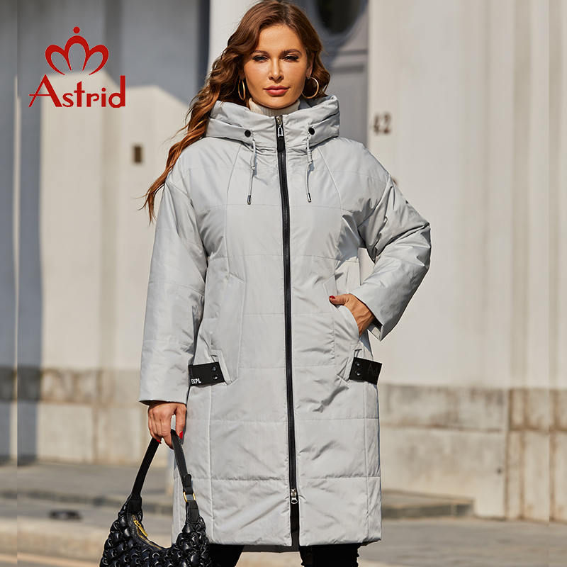 Women'S Fashion Quilted Jacket - Astrid 2022ฤดูใบไม้ผลิผู้หญิง Parkas Plus ขนาดยาวเบาะเสื้อขนเป็ด Hooded