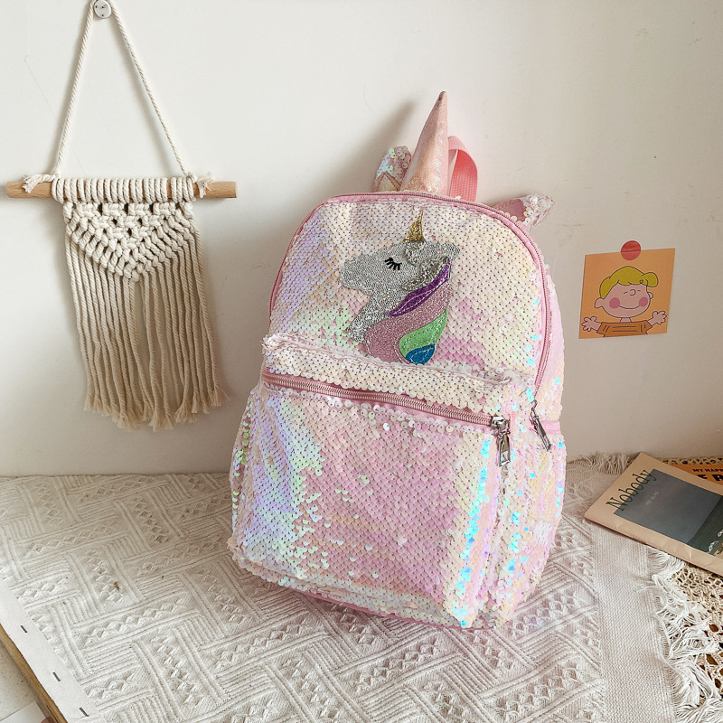 Women'S Fashion Backpack - กระเป๋าเป้สะพายหลังลายยูนิคอร์นประดับเลื่อมสีชมพู น้ำหนักเบา ขนาดเล็ก สกรีนโลโก้ได้ แฟชั่นอเนกประสงค์ ใช้ได้ทุกวัน