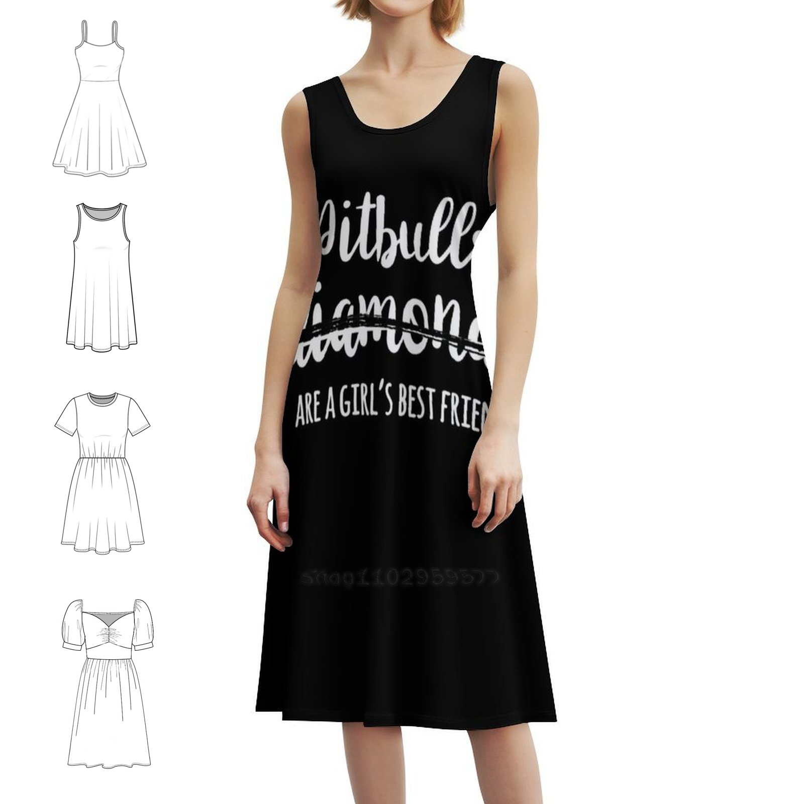 Smocked Dress Women - พิทบูลคือเพื่อนที่ดีที่สุดของผู้หญิง ชุดเดรสลายดอกไม้สำหรับผู้หญิง ฤดูใบไม้ผลิ ฤดูร้อน ชุดลำลองสำหรับงานปาร์ตี้ พิทบูล