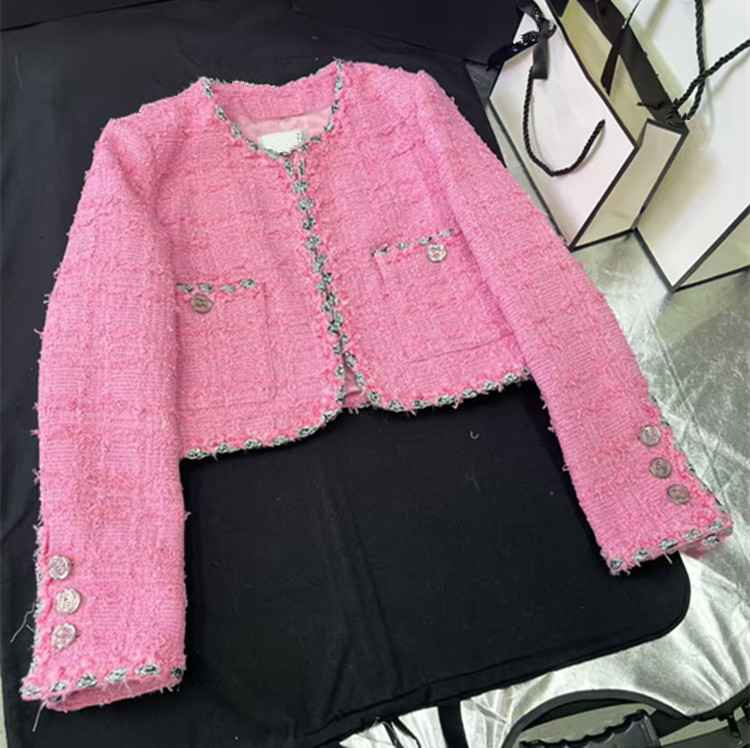 Women'S Fashion Long Coat - แฟชั่นยุโรปสำหรับผู้หญิง คอลเลคชั่นฤดูใบไม้ผลิ 2026 สไตล์ใหม่ เสื้อโค้ททวีดสีชมพู แขนยาว