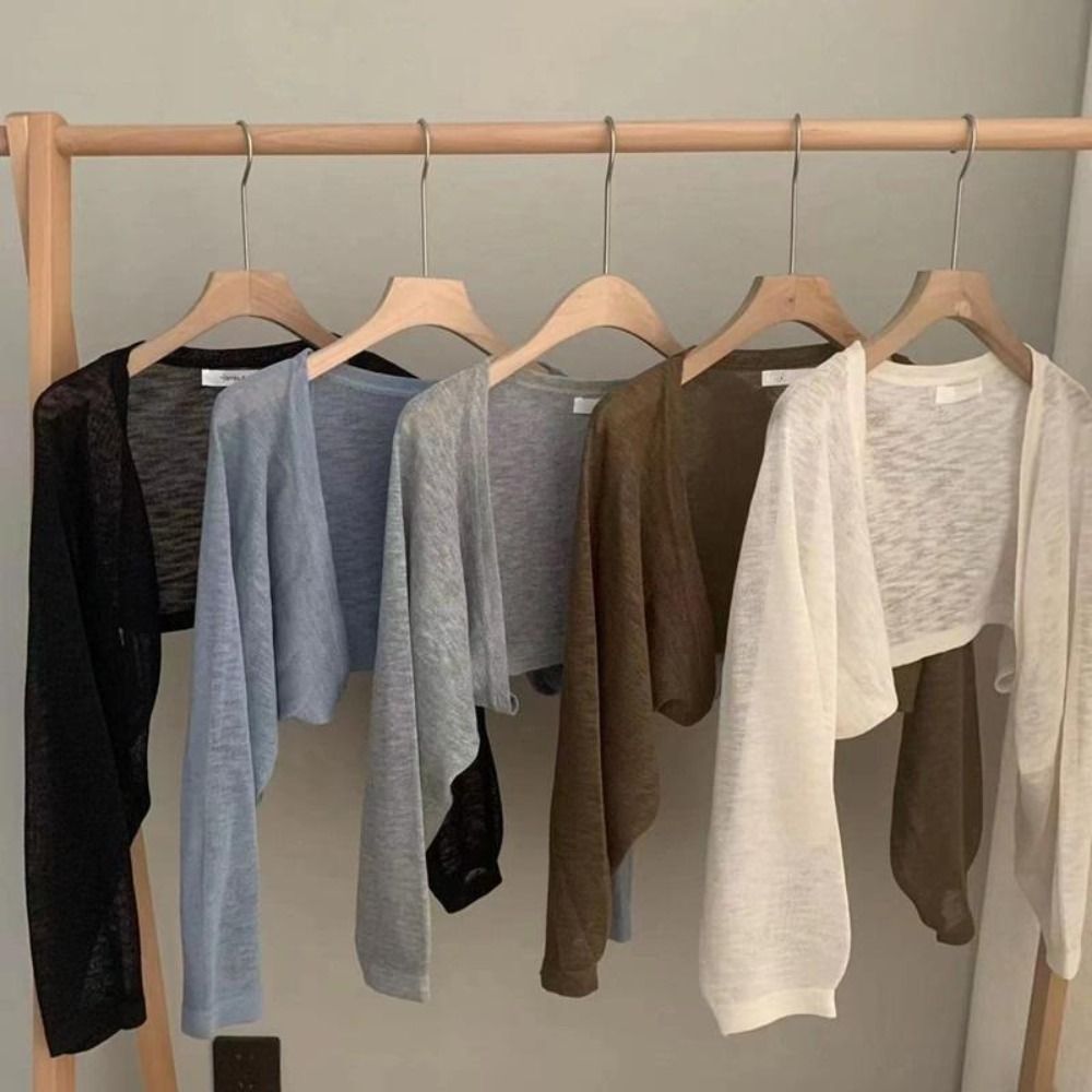Women'S Fashion Long Coat - เสื้อคลุมกันแดดแบบใหม่ ดีไซน์ระบาย ผ้าโพลีเอสเตอร์ ป้องกันแสงแดด แขนยาว เสื้อคลุมสั้นลำลองสำหรับผู้หญิง