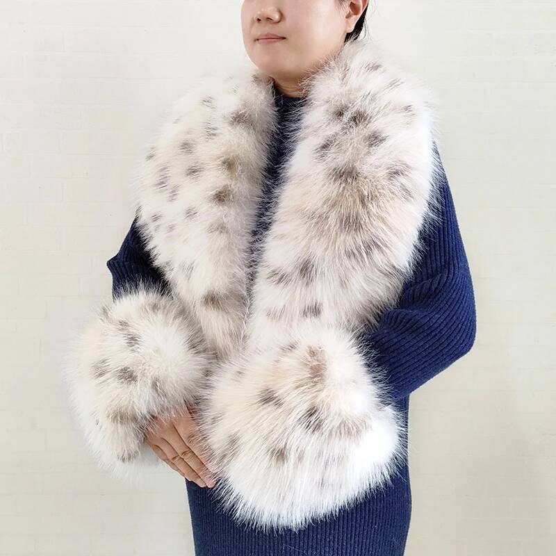 Women'S Fashion Quilted Jacket - ผ้าพันคอขนเฟอร์เทียมลายสุนัขจิ้งจอกสำหรับผู้หญิงไซส์ใหญ่ แจ็คเก็ตฤดูหนาว ผ้าคลุมไหล่ขนฟูอุ่นๆ แฟชั่น ชุดปกและปลายแขนเสื้อขนเฟอร์เทียม ผ้าพันคอขนฟูสำหรับผู้หญิง