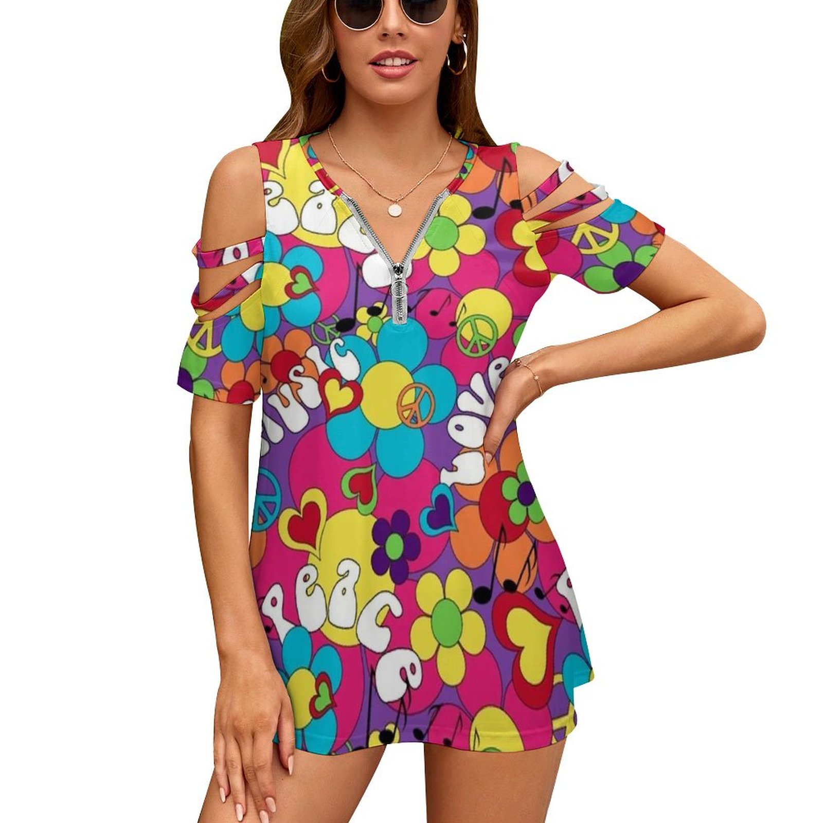 Women'S Fashion In The 1960S - 1960S Psychedelic Hippie สีใหม่แฟชั่น Zip Off