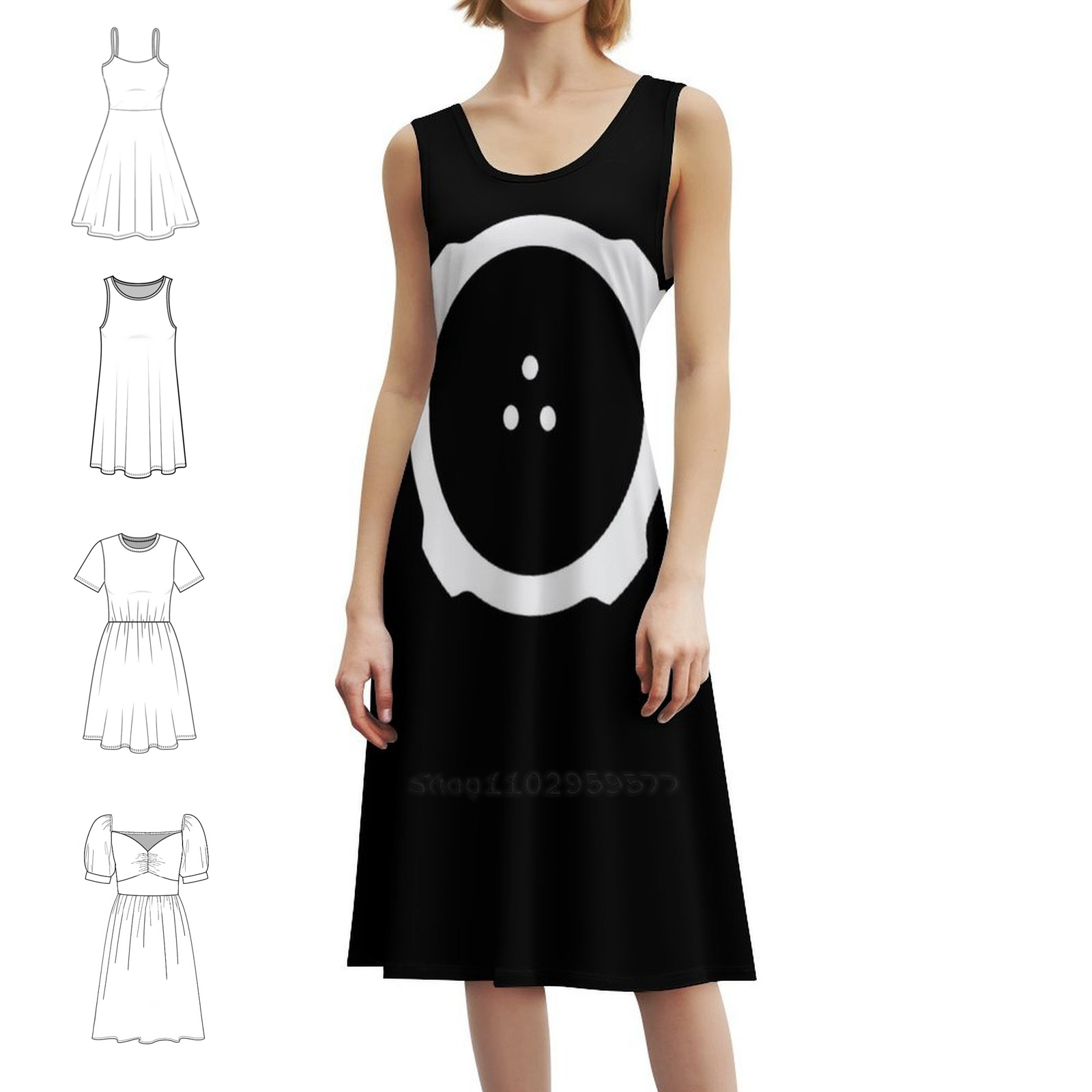 Smocked Dress Women - ชุดเดรสลายดอกไม้สไตล์มินิมอล Ghost In The Shell รุ่นเบา