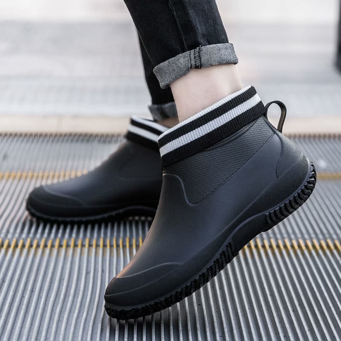 Women'S Fashion Gumboots - รองเท้าบูทยางรองเท้าบูทหน้าฝนสำหรับคู่รัก, รองเท้าทำงานกันน้ำระดับข้อเท้ากันลื่น Comfort รองเท้าตกปลาให้ความอบอุ่นไม่ลื่น