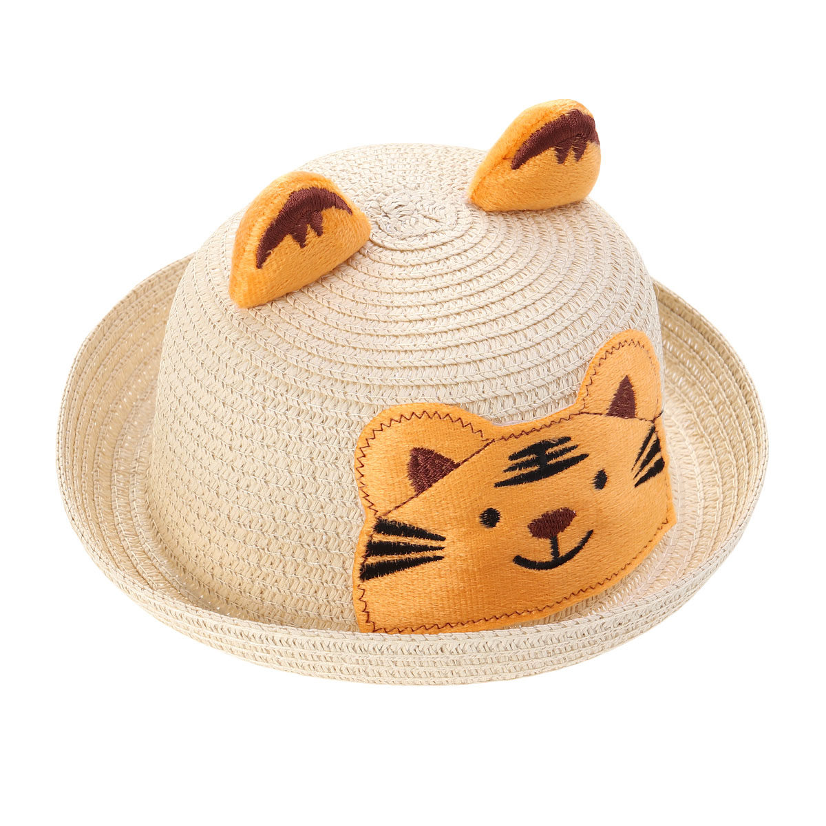 Straw Hat Summer - หมวกชายหาดสำหรับเด็ก หมวกฟางฤดูร้อน ลายการ์ตูนสัตว์ ปีกกว้าง ป้องกันรังสียูวี ระบายอากาศได้ดี