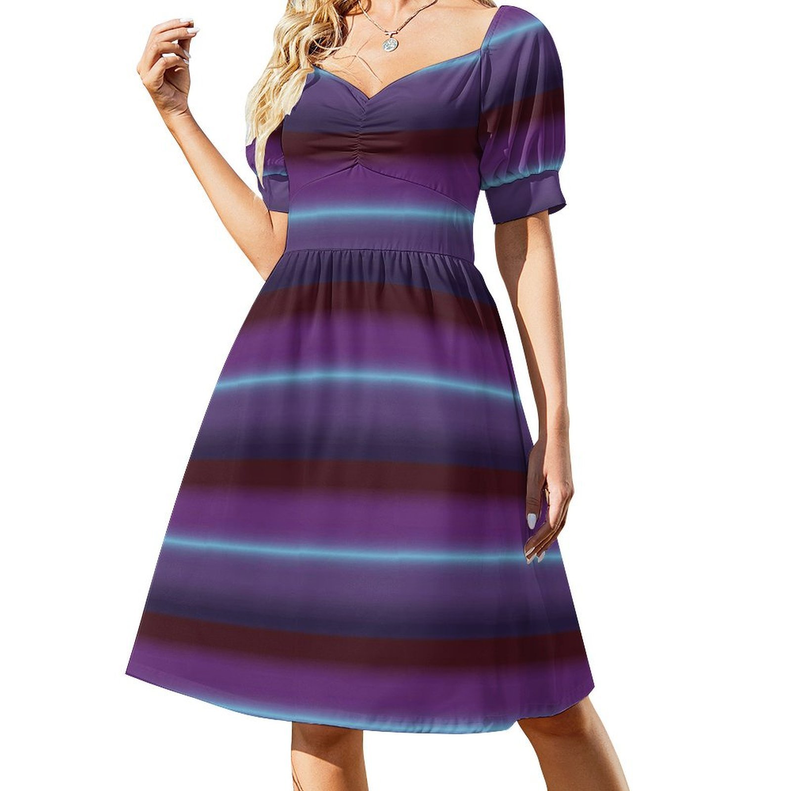 Smocked Dress Women - ชุดเดรสลายดอกไม้ไล่เฉดสีสำหรับผู้หญิง ฤดูใบไม้ผลิ ฤดูร้อน ชุดลำลองสำหรับงานปาร์ตี้ สีไล่ระดับสี สวยงาม