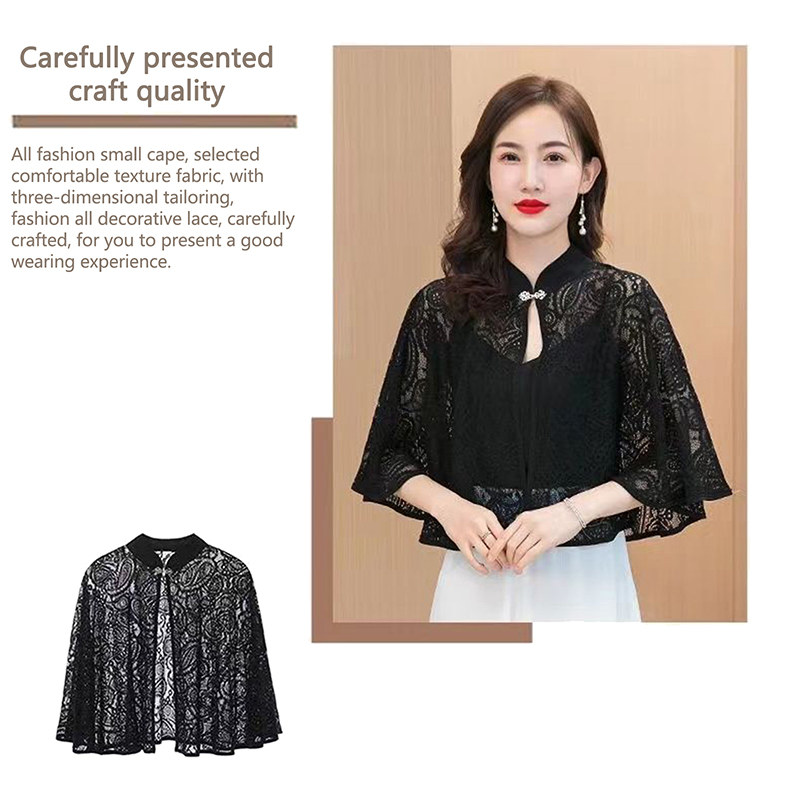 Women'S Fashion Long Coat - เสื้อคลุมผ้าคลุมไหล่สำหรับฤดูใบไม้ผลิและฤดูร้อน ผ้าพันคอบาง แขนยาว แต่งลูกไม้ ดีไซน์หรูหรา สวมทับเสื้อผ้าได้
