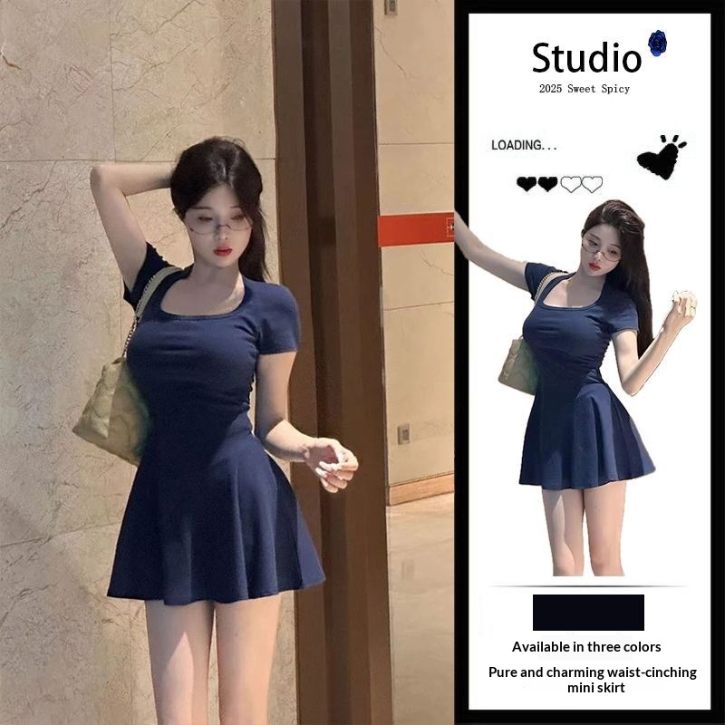Women'S Fashion Petite - เดรสทรงเอไลน์สไตล์เกาหลีใหม่สำหรับฤดูร้อน ช่วยกระชับเอวและเสริมความเพรียวบาง แฟชั่นทันสมัย เหมาะสำหรับผู้หญิงตัวเล็ก ใส่ได้ทุกวัน