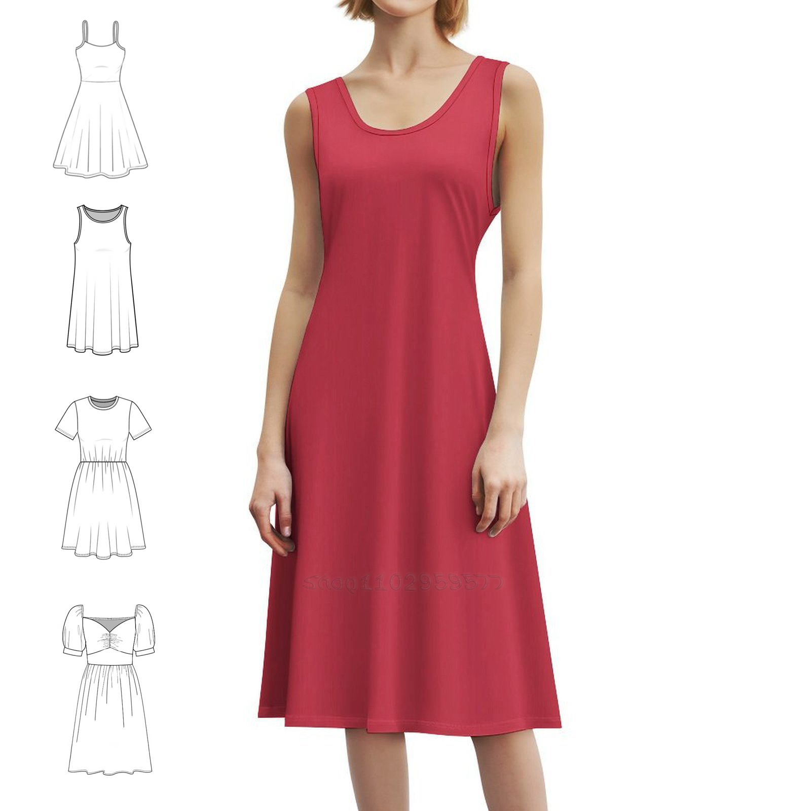 ชุดเดรสลายดอกไม้ปาปริก้าสำหรับ - Smocked Dress Women บทวิจารณ์และราคา