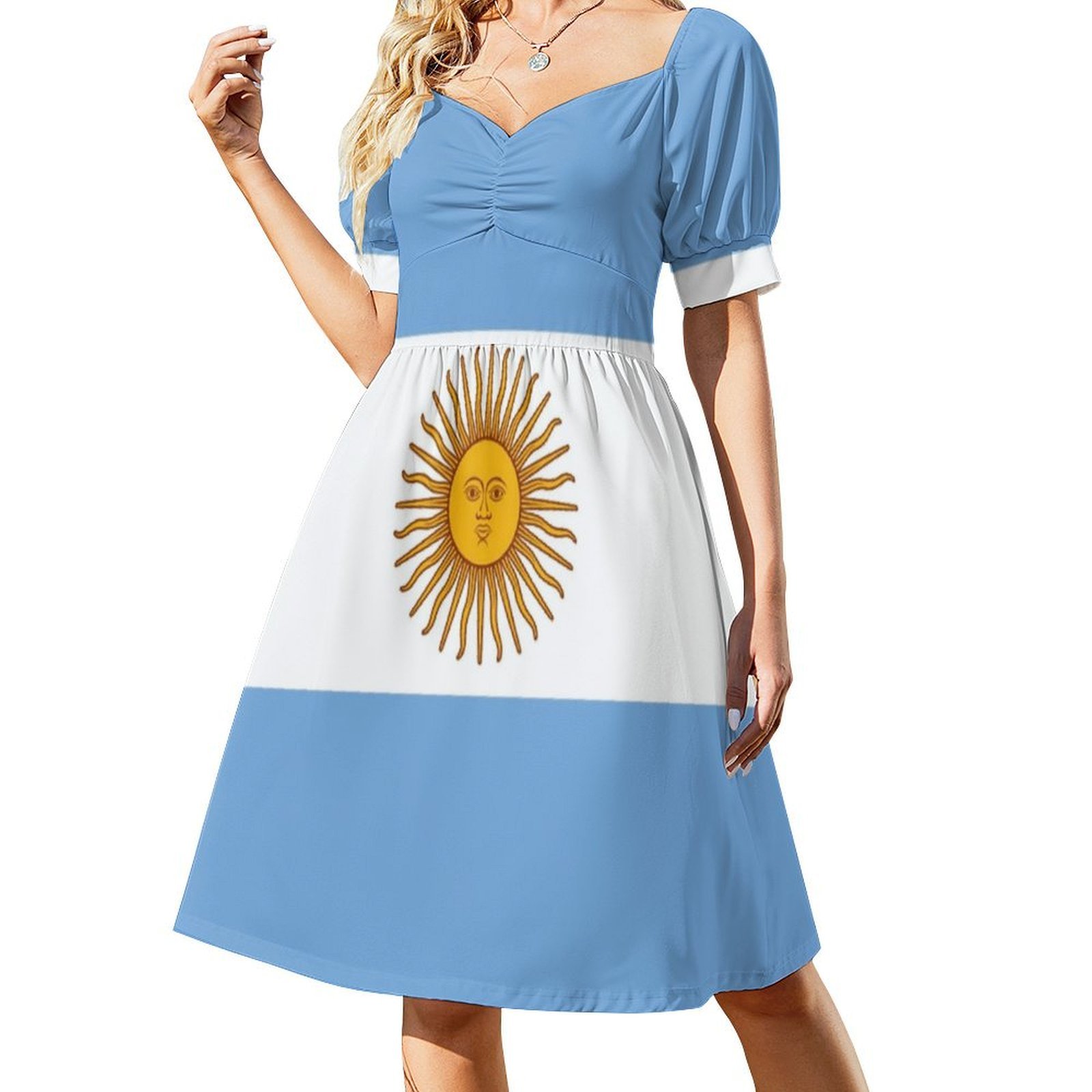เสื้อยืดลายอาร์เจนตินา สติกเกอ - Smocked Dress Women บทวิจารณ์และราคา