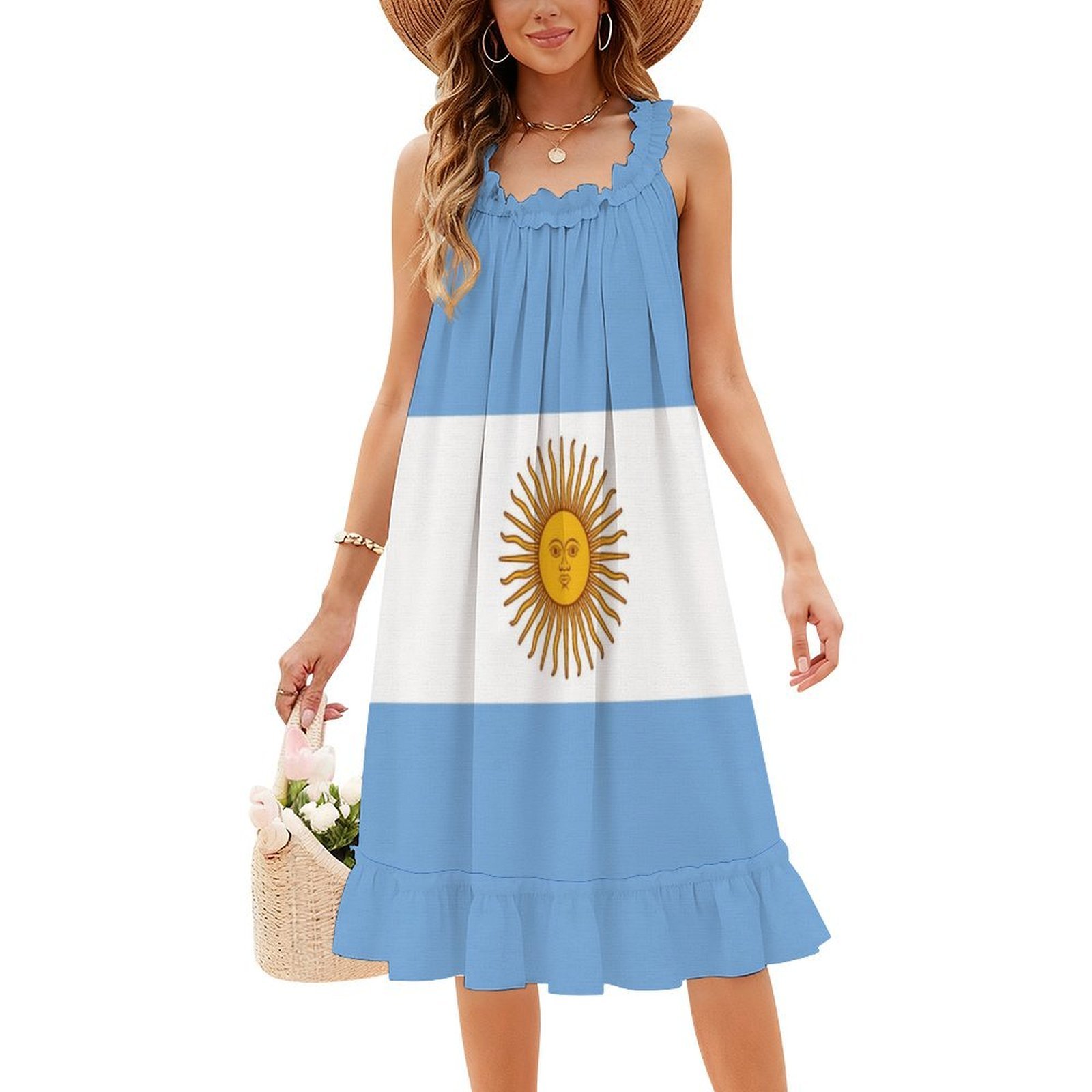 เสื้อยืดลายอาร์เจนตินา สติกเกอ - Smocked Dress Women บทวิจารณ์และราคา