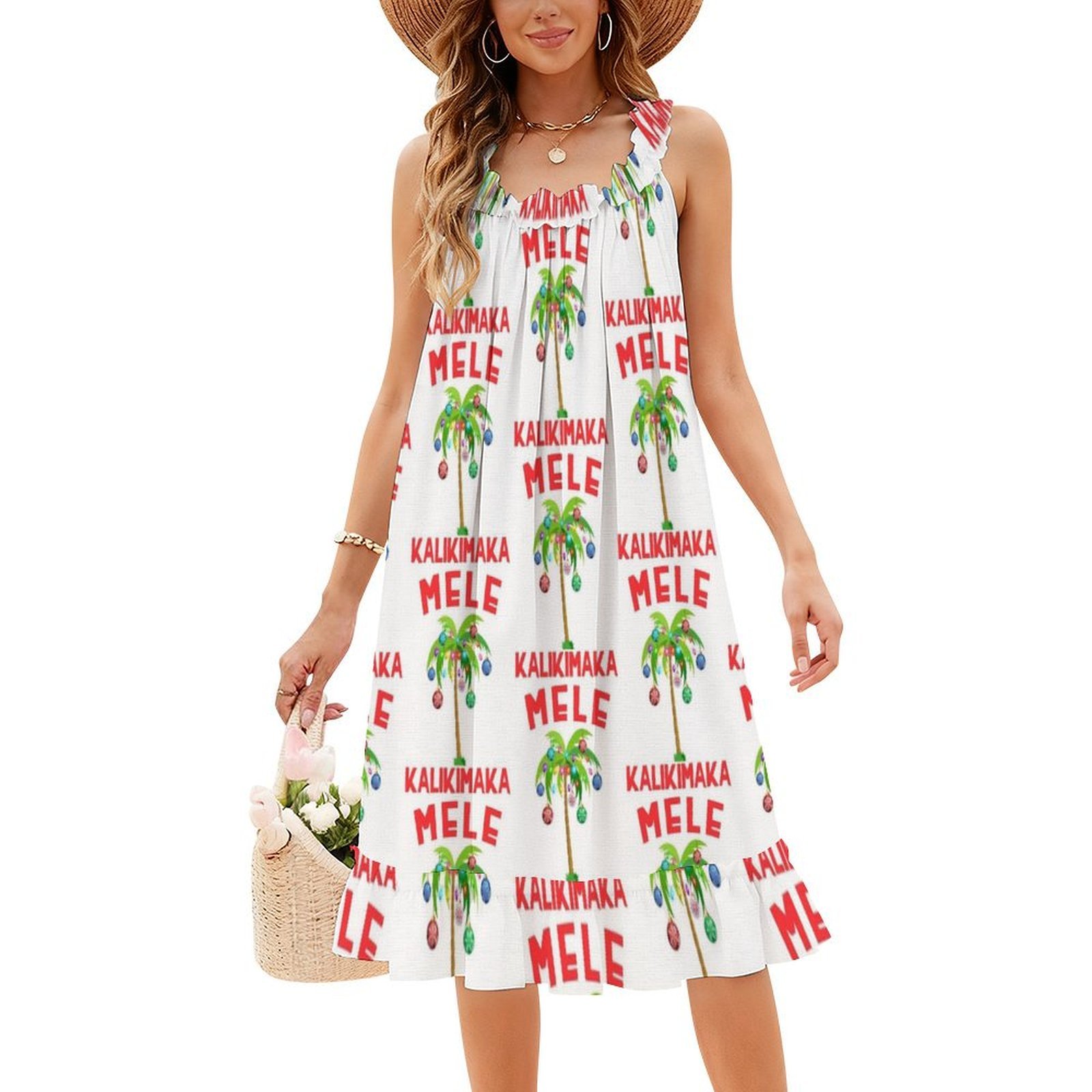 ชุดเดรสลายดอกไม้สไตล์ฮาวายสำหร - Smocked Dress Women บทวิจารณ์และราคา