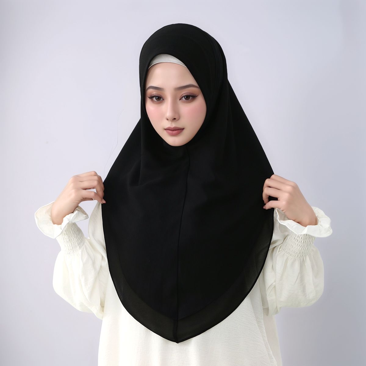 ผ้าคลุมศีรษะสำเร็จรูปแบบสองชั้ - Women Fashion Wear บทวิจารณ์และราคา