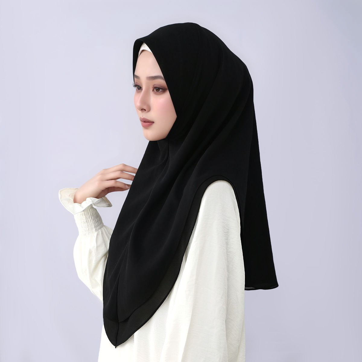 ผ้าคลุมศีรษะสำเร็จรูปแบบสองชั้ - Women Fashion Wear บทวิจารณ์และราคา