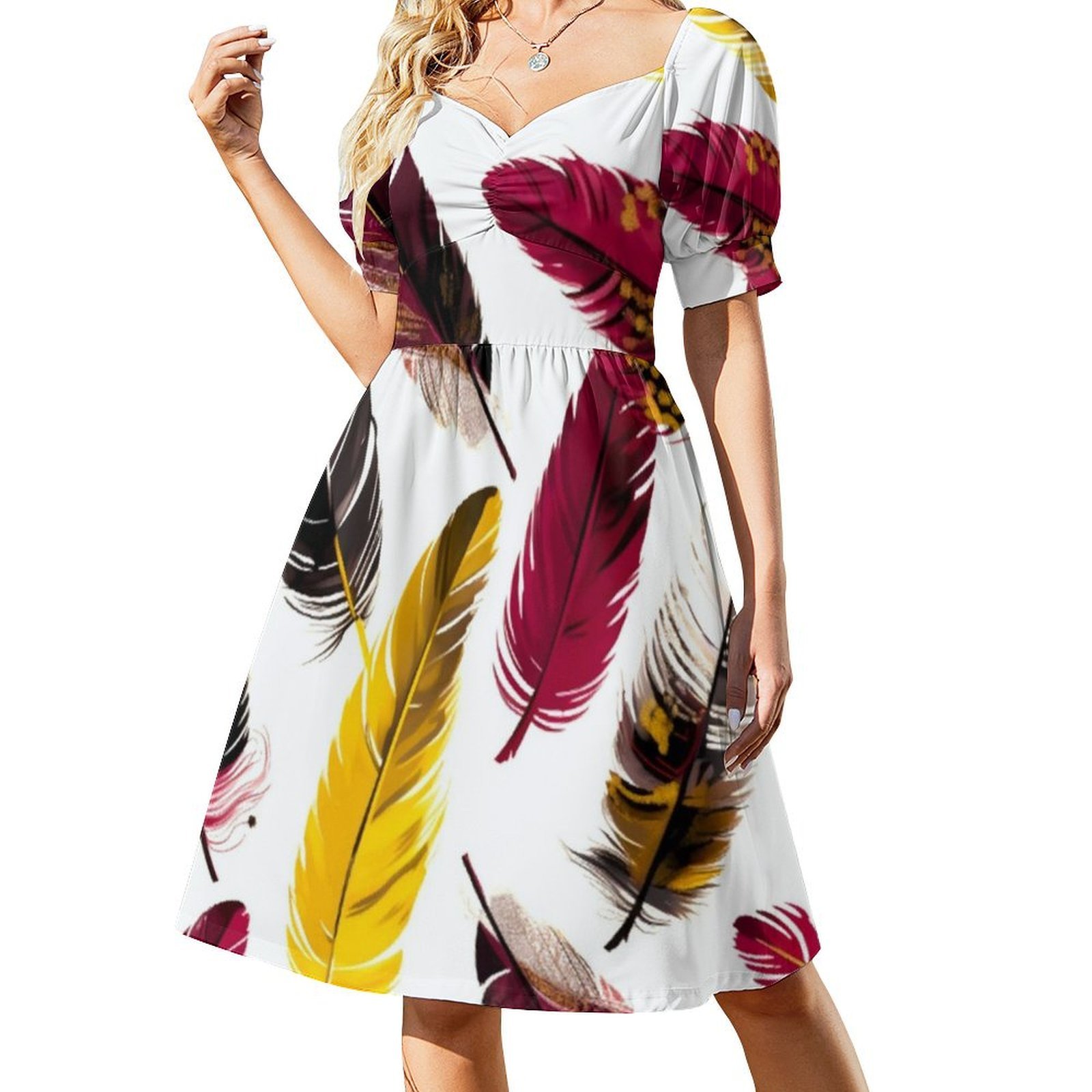 ชุดเดรสลายดอกไม้ 3 แบบ สีชมพูอ - Smocked Dress Women บทวิจารณ์และราคา