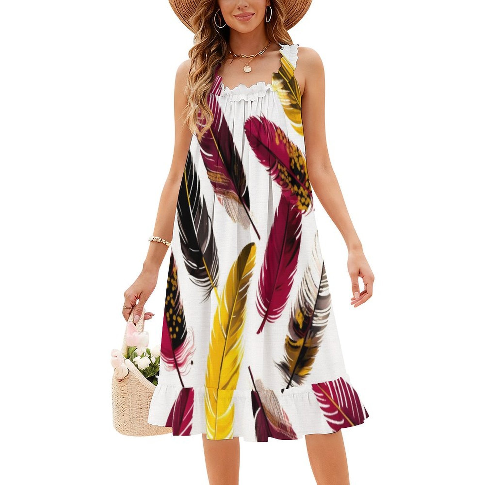 ชุดเดรสลายดอกไม้ 3 แบบ สีชมพูอ - Smocked Dress Women บทวิจารณ์และราคา