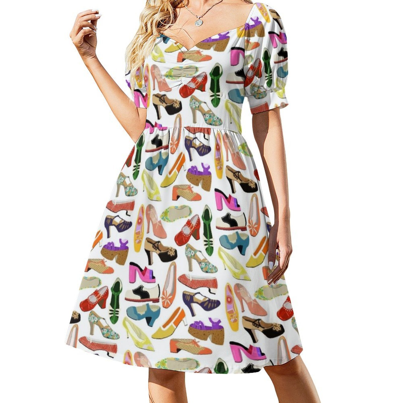 ชุดเดรสลายดอกไม้สไตล์วินเทจสำห - Smocked Dress Women บทวิจารณ์และราคา