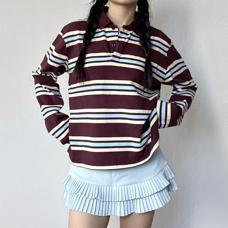 เสื้อโปโลรักบี้ลายทางผู้หญิง แ - Women'S Fashion Rugby Top บทวิจารณ์และราคา