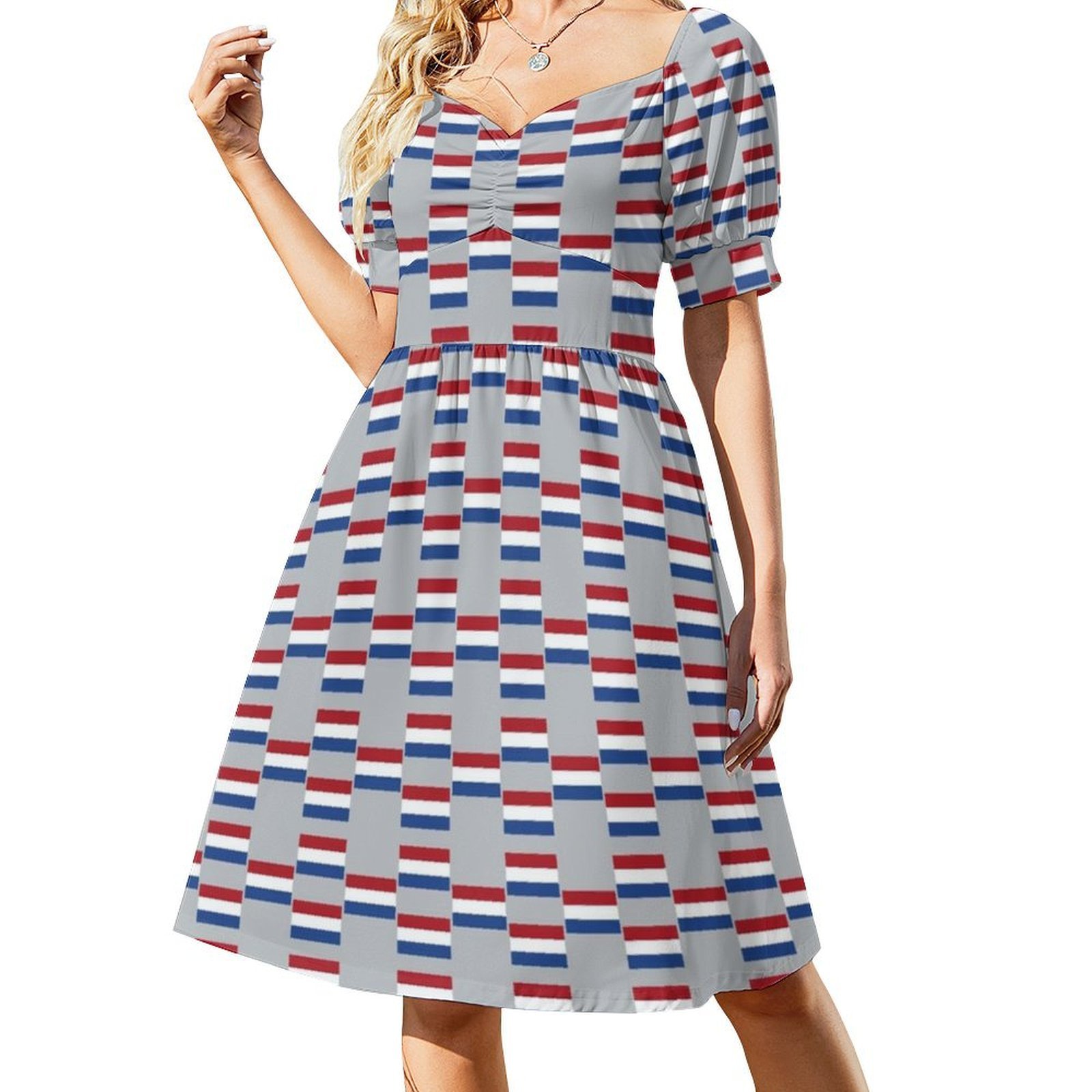 ชุดเดรสลายธงชาติเนเธอร์แลนด์ ส - Smocked Dress Women บทวิจารณ์และราคา