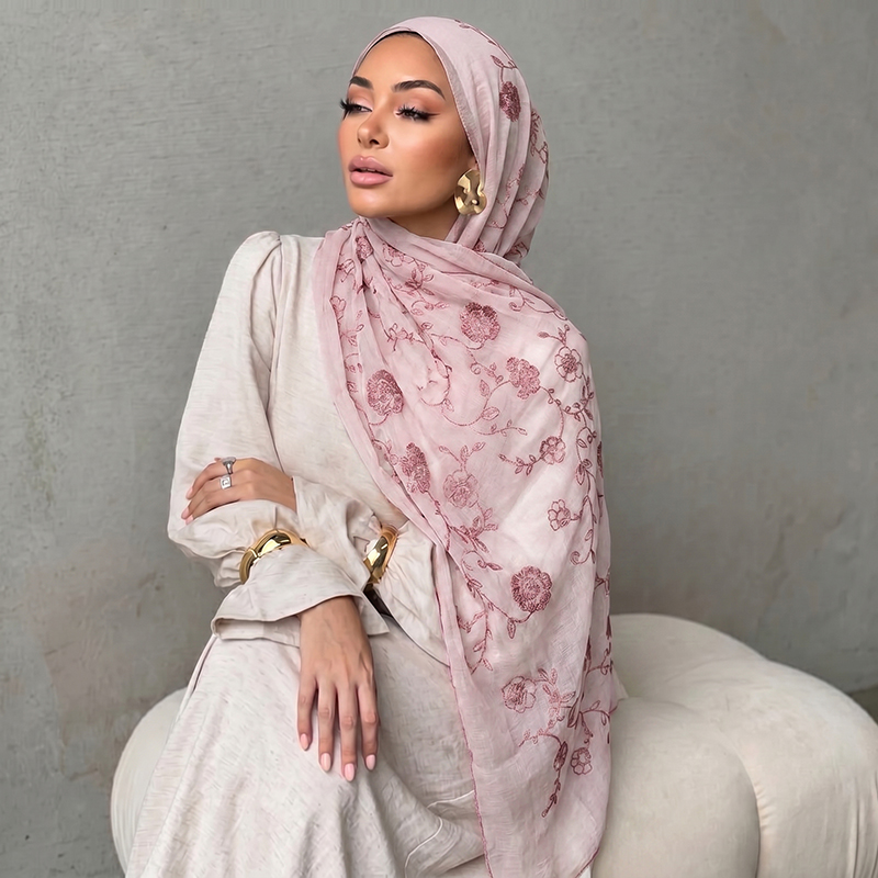 ผ้าคลุมศีรษะมุสลิมปักลายดอกไม้ - Women Fashion Wear บทวิจารณ์และราคา
