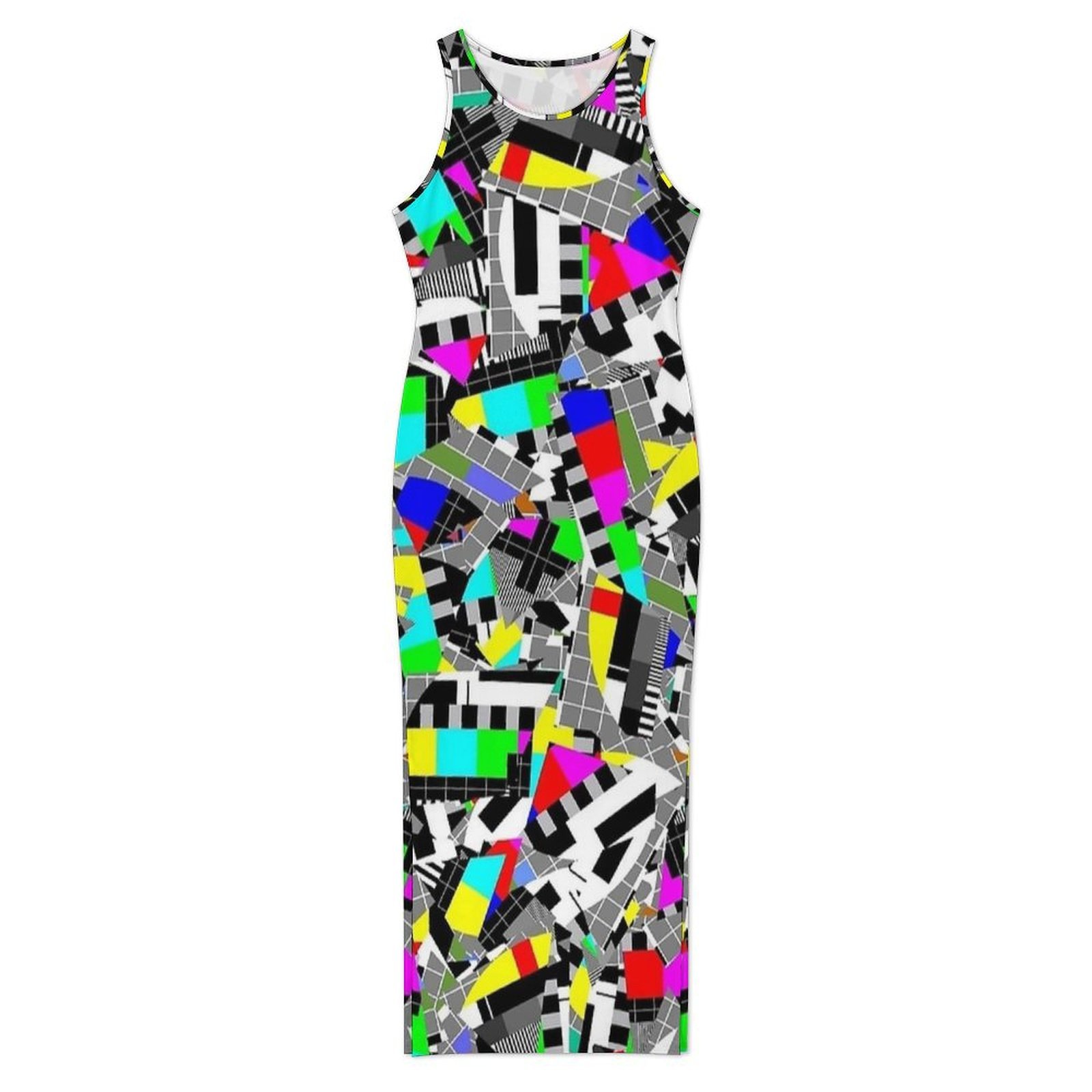 เดรสพิมพ์ลายภาพทดสอบทีวีสไตล์เ - Women'S Fashion Dresses Images บทวิจารณ์และราคา