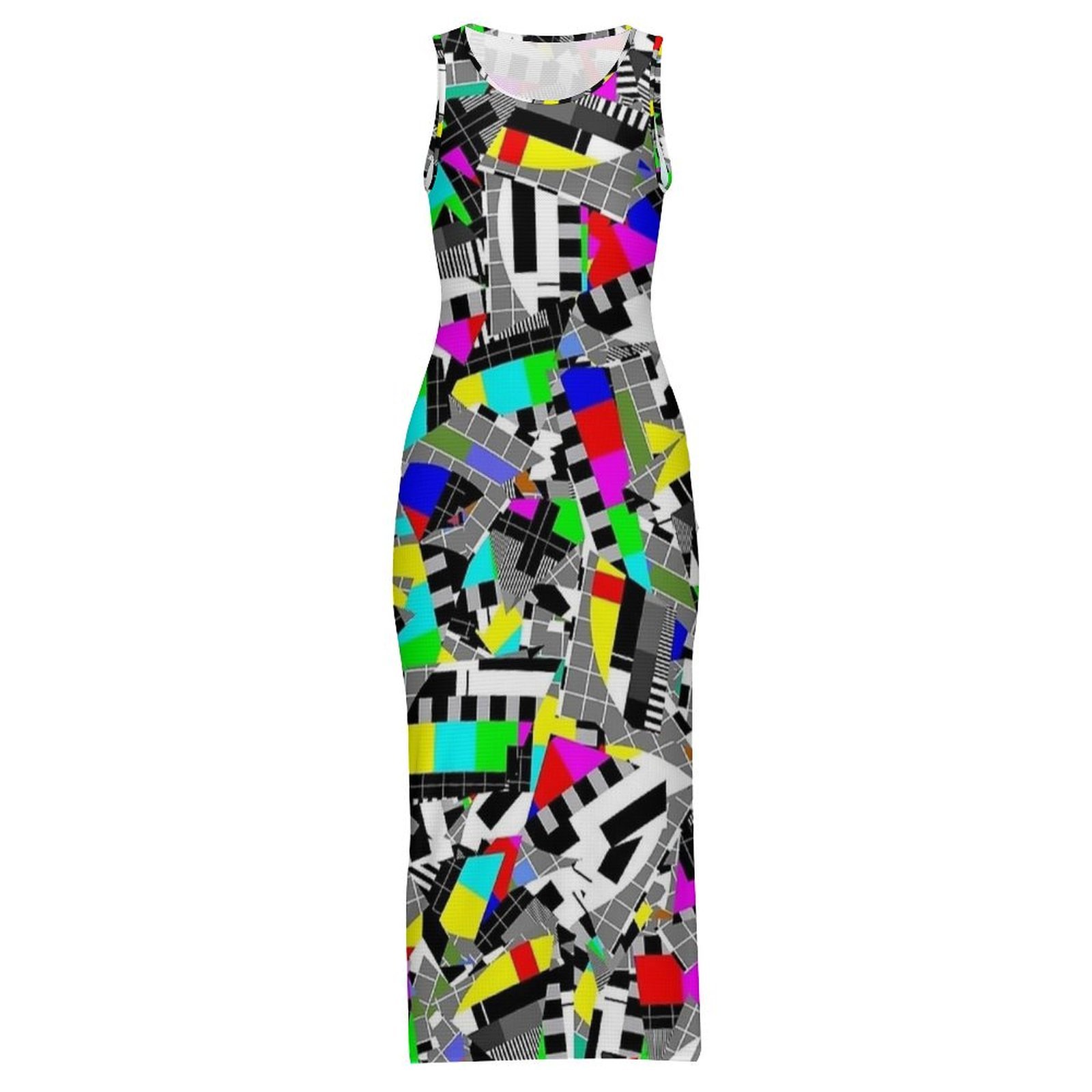 เดรสพิมพ์ลายภาพทดสอบทีวีสไตล์เ - Women'S Fashion Dresses Images บทวิจารณ์และราคา
