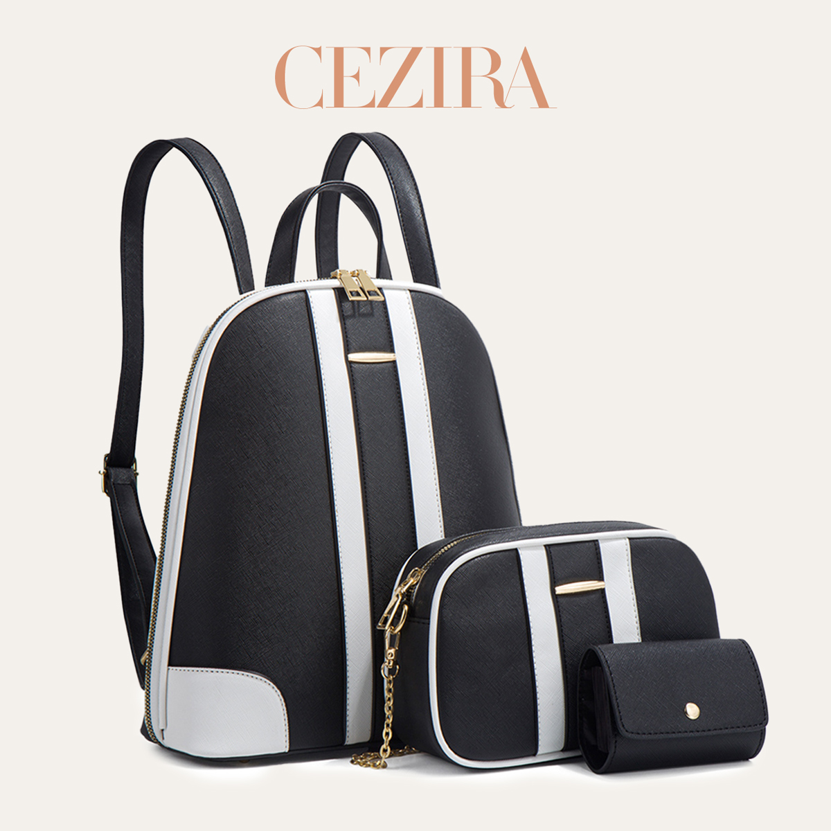 ชุดกระเป๋าเป้สะพายหลังลายทาง C - Women'S Fashion Backpack บทวิจารณ์และราคา
