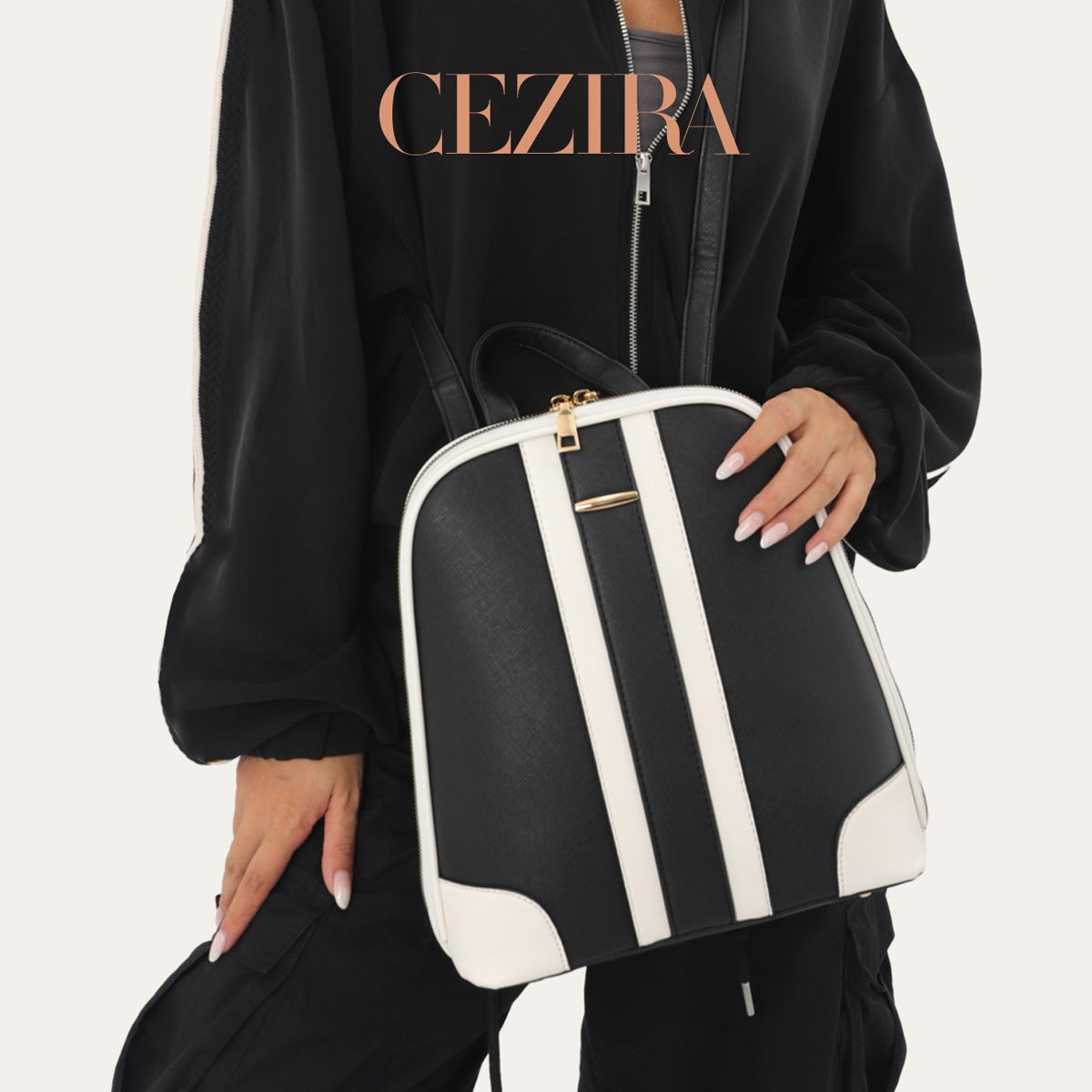 ชุดกระเป๋าเป้สะพายหลังลายทาง C - Women'S Fashion Backpack บทวิจารณ์และราคา