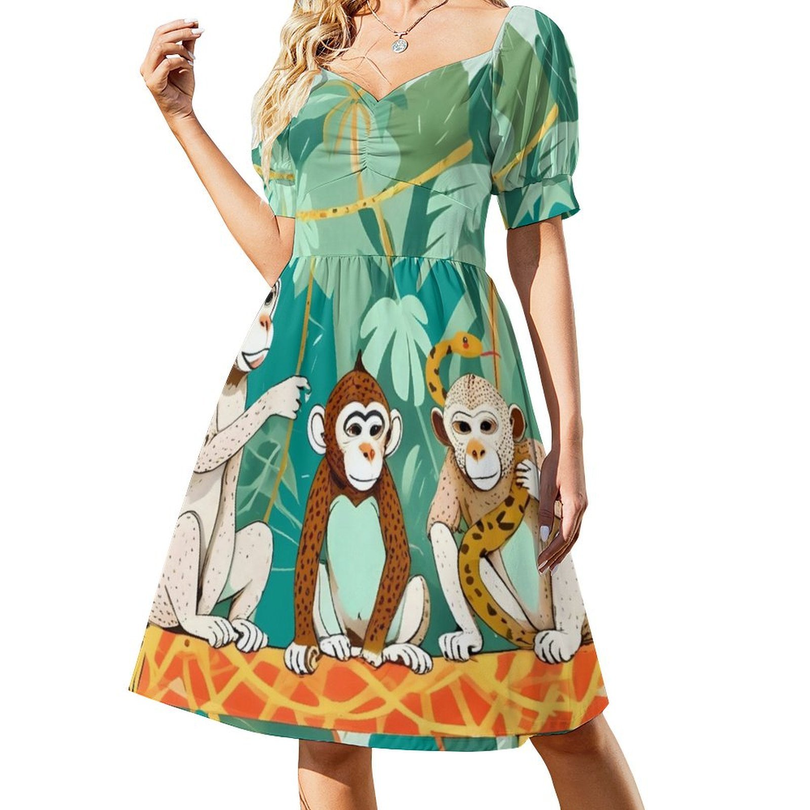 ชุดเดรสลายดอกไม้สไตล์ลำลองสำหร - Smocked Dress Women บทวิจารณ์และราคา