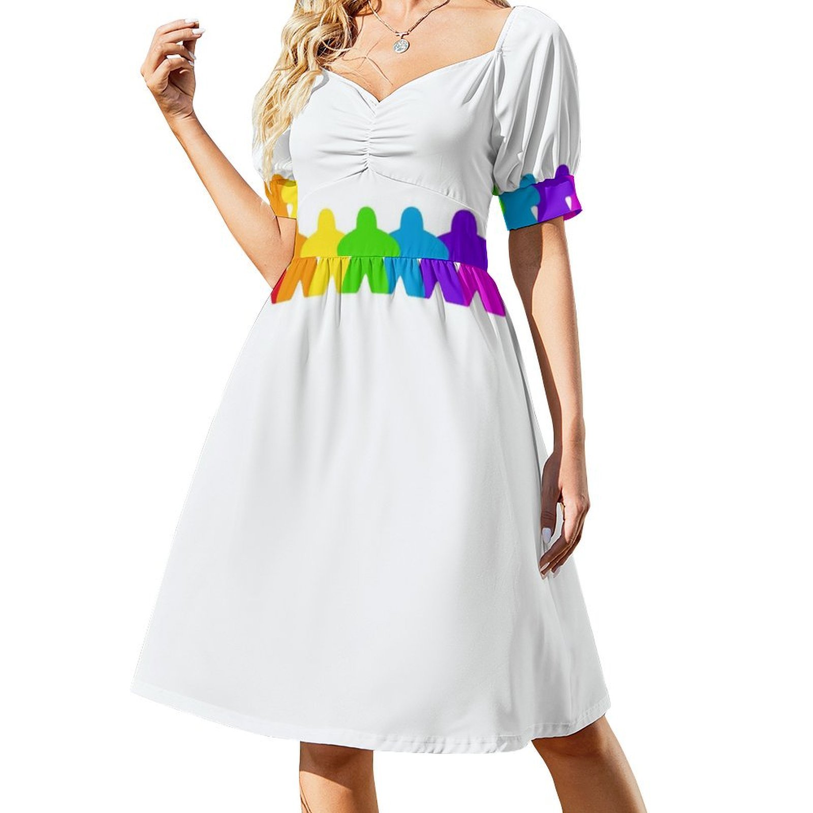 All The Colors Of The Meeples- - Smocked Dress Women บทวิจารณ์และราคา