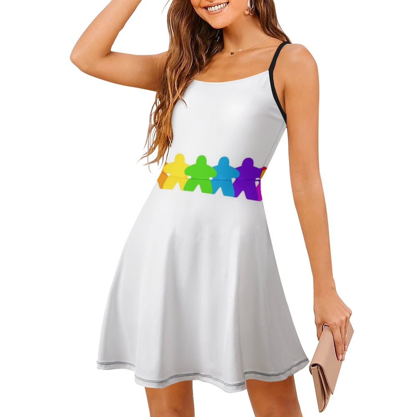 All The Colors Of The Meeples- - Smocked Dress Women บทวิจารณ์และราคา