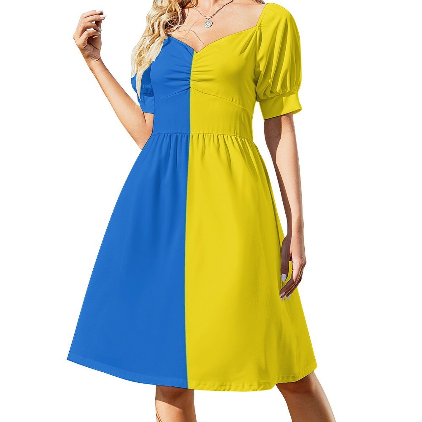 ชุดเดรสลายธงชาติยูเครนสำหรับผู - Smocked Dress Women บทวิจารณ์และราคา