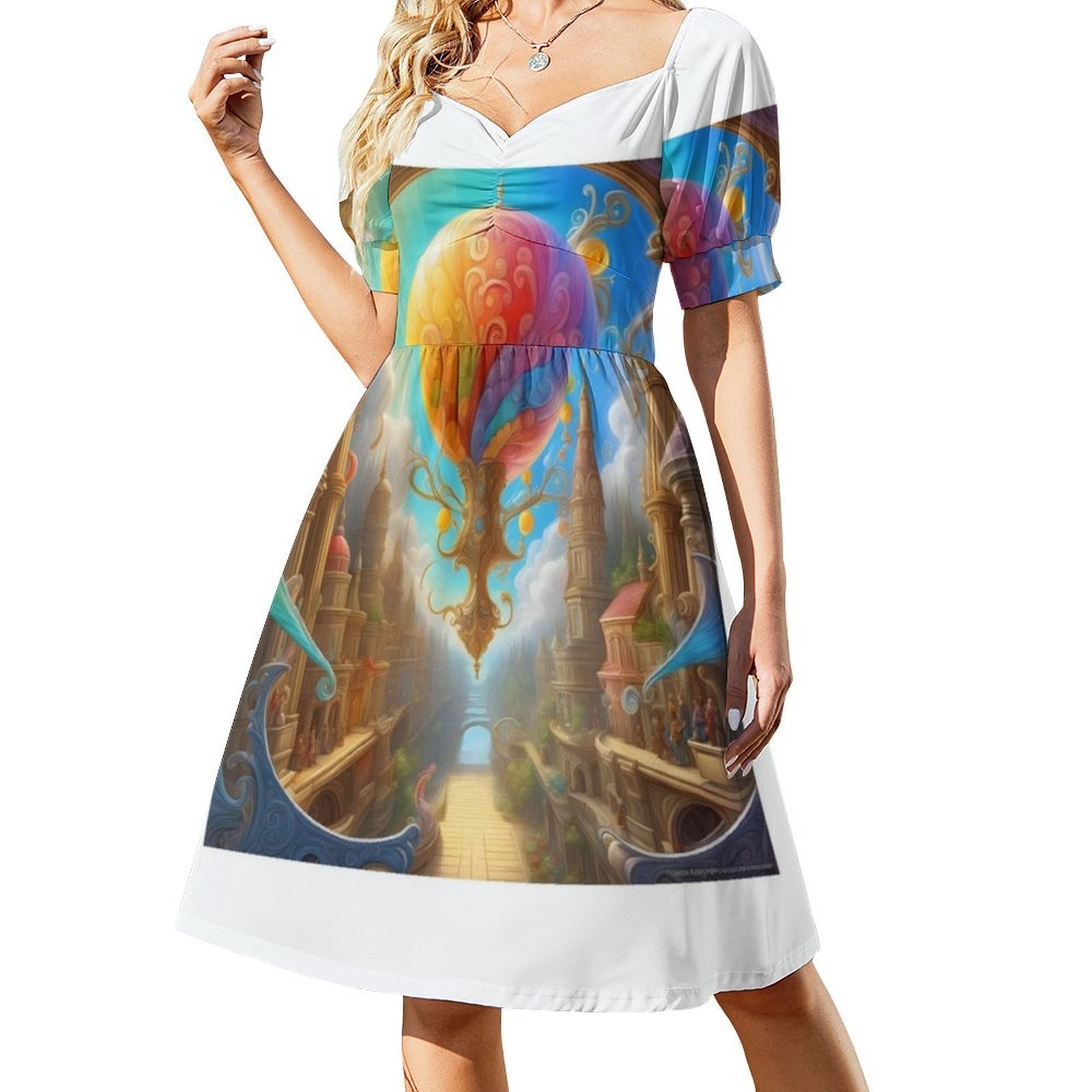 ชุดเดรสลายดอกไม้เพ้นท์ด้วยมือส - Smocked Dress Women บทวิจารณ์และราคา