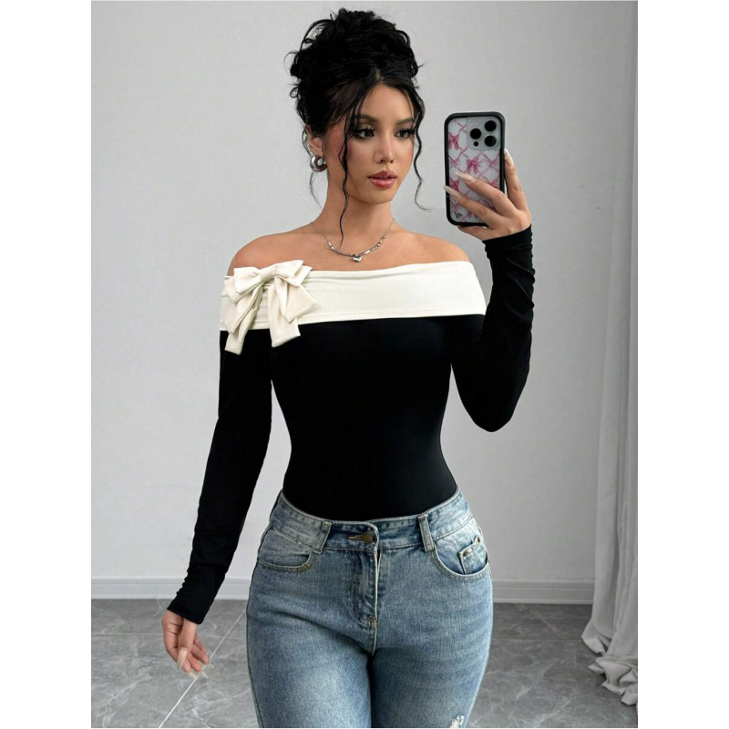 ชุดบอดี้สูทประดับโบว์ผูกไหล่ | - Women Fashion Wear บทวิจารณ์และราคา